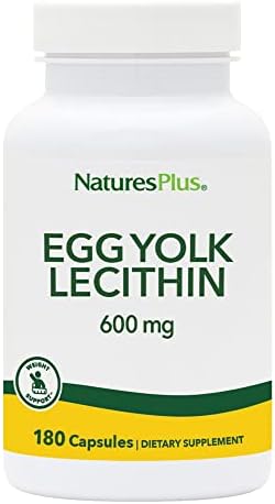 NaturesPlus Egg Yolk Lecithin - 600 mg, 180 Capsules - Soy Free, Gluten Free - 90 Servings