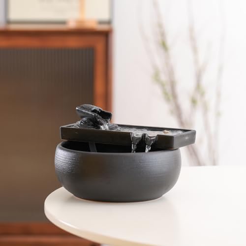 Ceramic Tabletop Fountain for Indoor and Outdoor Table Desk Office Patio (Ceramic Fountain)