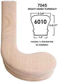 Red Oak 6010-8E 2-1/4 inch Width x 2-3/8 inch Tall Traditional Style Straight Wood Handrail for Stair Remodeling 8 feet Long