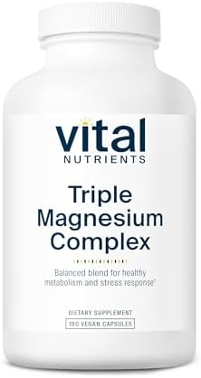 Vital Nutrients Triple Magnesium Complex Supplement | Vegan Magnesium Glycinate, Malate & Oxide 250mg | Easily Absorbed Magnesium Supplement for Stress, Muscle, Heart, Bone Support | 90 Capsules