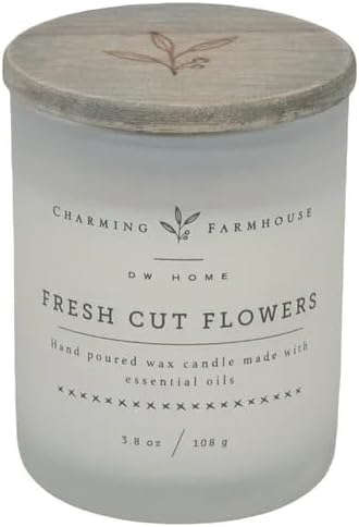 Charming Farmhouse by DW Home Vanilla Brûlée Scented Candle, 8 oz Wooden Wick Candle, Vanilla Bean, Toffee & Toasted Marshmallow Fragrance, Up to 40H Burn Time