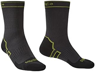 Bridgedale StormSock Lightweight Boot Waterproof Breathable Sock, Dk. Grey/Lime, M