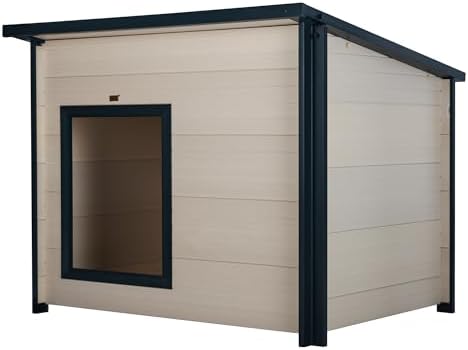 New Age Pet ECOFLEX Rustic Lodge Dog House, Jumbo, Weather Resistant, Easy Assembly, Elevated Floor, Non Toxic, Durable Composite