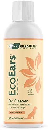 EcoEars Dog Ear Cleaner – Natural Multi-Action Formula for Ear Infection, Bad Discharge & Odor – Removes Foreign Matter & Cleans Difficult Ears - 8fl oz.