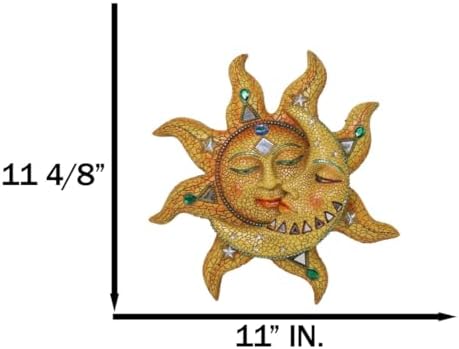 Ebros Colorful Celestial Heavens Mosaic Sun and Moon Wall Decor Plaque 12"Tall Day Surrendering Unto Night Belenos God And Goddess Selene Hanging