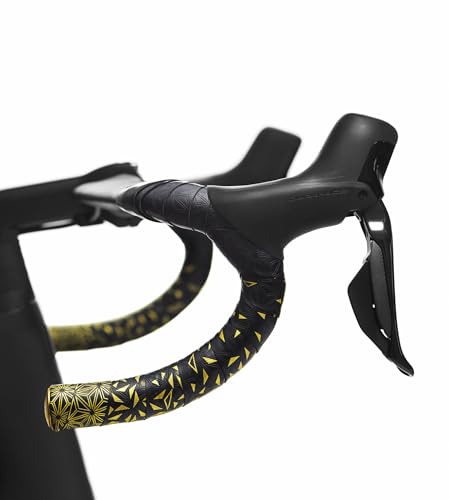 Supacaz Bar Tape - Super Sticky Kush - Star Fade - Gold + Gold Star Plugz - Cycling Handlebar Tape