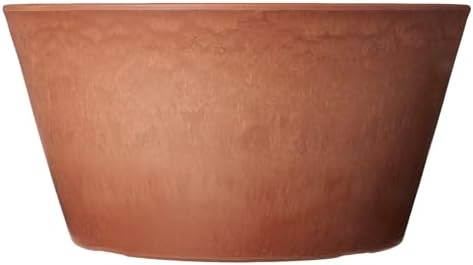 PSW Pot Collection TD25TC Plastic/Stone/Wood Composite Shallow Bulb Pan - No Drainage Hole (Drillable), Planter for Succulents, Bonsai, Fairy Gardens, Herbs, 10-inch, Terra Cotta Color