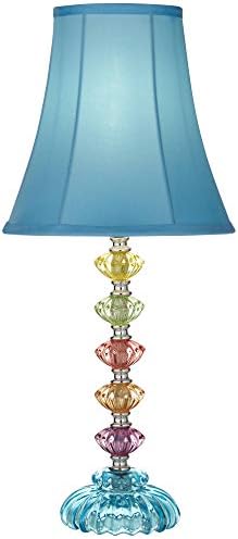 Bohemian 21" High Table Lamp Glass Stacked Traditional Modern Colored | Orchid Pink Chic Multi Kids Girls Living Room Bedroom Bedside House Nightstand Office Home Family Bell Shade