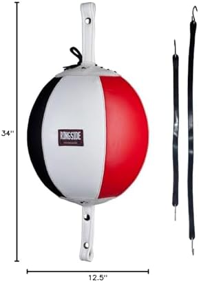 Ringside Leather Boxing Double End Bag - Speed & Reflex Punching Target with Bungee Cables for MMA, Muay Thai, and Striking Accuracy