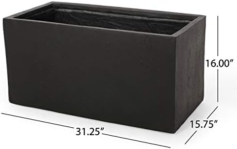 Christopher Knight Home Vanessa Outdoor Modern Large Cast Stone Rectangular Planter, White