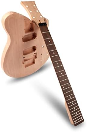 DIY Electric Guitar Kit Beginner Kit Right Handed Mahogany Body | Mahogany Neck, Rosewood Fretboard, 6 String, Black Hardware, Build Your Own Guitar