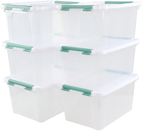 17.5 L Clear Plastic Storage Box, 4-Pack Latch Storage Bin