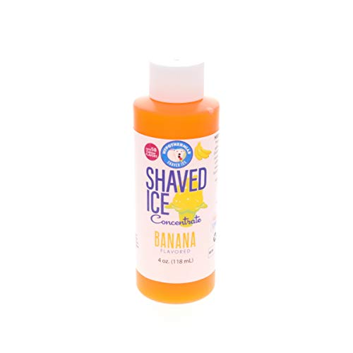 Hypothermias Shaved Ice and Snow Cone Syrup Unsweetened Flavor Concentrate - 4 Fl. Oz - Makes 1 Gallon of Ready to Use Syrup - Banana - Must Add