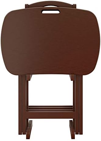Winsome Lucca Set of 4 Foldable Snack Tables with Storage Rack, Walnut, 26" | Easy to Store Portable Fold Up Table Set for Kitchen, Living Room TV Dining, Crafts, Puzzles, Work From Home