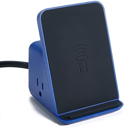 Halo Wireless Charging Pad with 3 USB Ports & 2 AC Outlets, Phone Charging Station for up to Five Devices, Navy