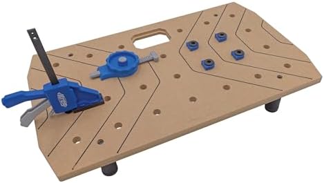 Kreg Portable Work Surface Bundle - Compact Portable Workbench - Ultra Flat Fiberboard Top - Dog Hole Clamping System - Mobile Workstation with