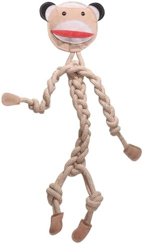 HuggleHounds Natural Rope Knottie - Leather Dog Toys for Aggressive Chewers, All Natural Cotton, Interactive Leather Toy for Small or Large Dog Breeds, Tough & Durable Chew Toy - Stuey Sock Monkey