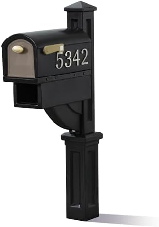 Step2 Mailmaster Hudson Mailbox, Magnetic Door, Large Newspaper Holder, Heavy-Duty, Weather Resistant, Post Mounting Hardware Kit Included, Black