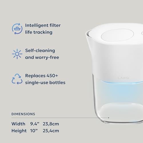LARQ PureVis 3-in-1 Water Filter Pitcher, UV-C Purifier & App, 8 Cup,M.Blue | Water purifier pitcher & fridge water jug: removes lead & PFAS, keeps minerals, self-cleans UV-C, tracks filter life & intake