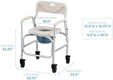 NOVA Shower Chair and Commode with Locking Wheels
