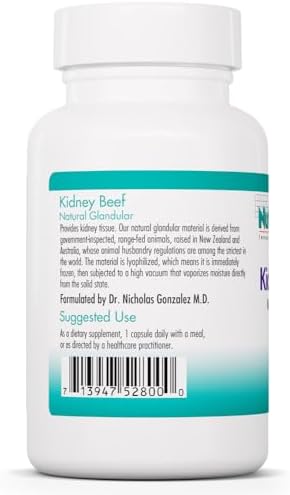 Allergy Research Group NutriCology Kidney Beef - 500 mg Bovine Kidney Glandular Supplement - Freeze-Dried Organ Extract - Renal & Glandular Support