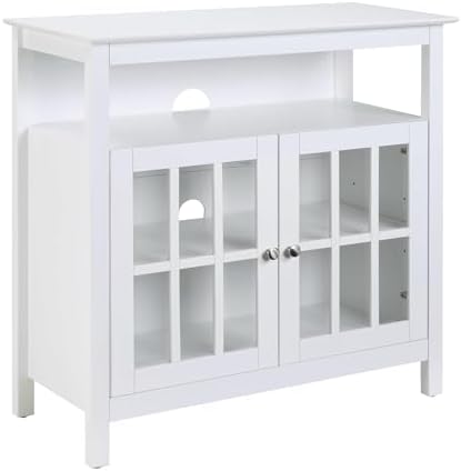 Convenience Concepts Big Sur Highboy TV Stand with Storage Cabinets and Shelves in White Finish