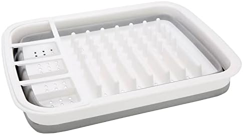 Kitchen Details Collapsible Dish Drying Rack | Space Saver | Aerated Bases Drain Holes | Plates, Bowls