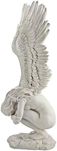Design Toscano Remembrance and Redemption Angel Religious Indoor/Outdoor Garden Statue, From Base to Top of the Wings Nearly 3 feet tall! Tall, Cast Stone Resin, Antique Stone Finish