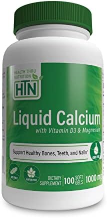 Health Thru Nutrition Liquid Calcium 1000mg, Magnesium 400mg, Vitamin D3 1,000iu and Boron | Bone Restore & Strength with 6 Calcium Complex | 3rd Party Tested | Non-GMO Gluten Free (Pack of 100) | Calcium 1000mg, Magnesium 400mg, Vitamin D3 1,000iu and B…