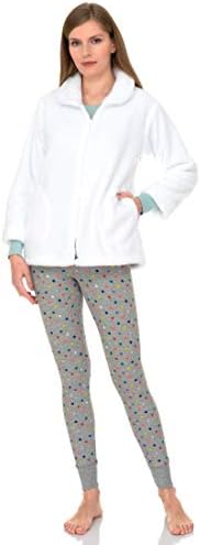TowelSelections Women's Bed Jacket Zip Front Cardigan Fleece Robe Lounge Coverup