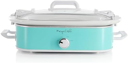 MegaChef 3.5 Quart Rectangle Casserole Slow Cooker with 3 Temperature Settings, Carry Handles and Locking Tempered Glass Lid (Cream)