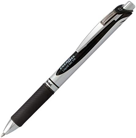 Pentel EnerGel RTX Retractable Liquid Gel Pen, (0.7mm), Medium Line, Metal Tip, Black Ink, Pack of 6 (BL77BP6A)