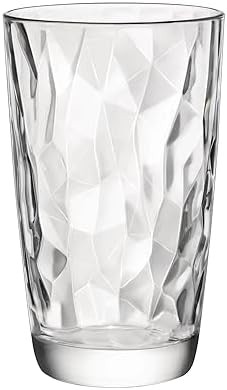 Bormioli Rocco Diamond Cooler Glasses, Ocean Blue, 16 oz, Set of 6