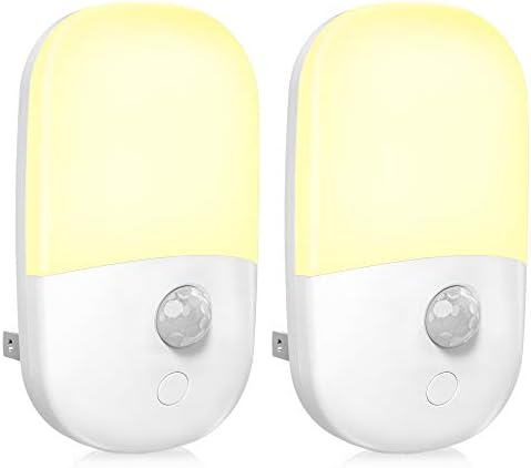 MAZ-TEK Plug in Motion Sensor Dimmable Night Light, Soft Warm White LED Nightlight with Dusk to Dawn Motion Sensor, Adjustable Brightness for Bedroom