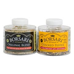 Borsari Seasoned Salt Combo - Multi-Use All Purpose Original and Orange Ginger Seasonings - Gourmet Sea Salt Blends With Herbs and Spices - Set of 2, 4 oz Shaker Bottles