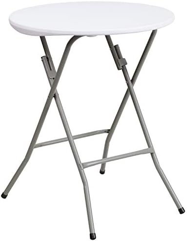 Flash Furniture 5' Round All-Occasion Plastic Folding Event Table for Parties and Trade Shows, Folding Banquet Table for Indoor/Outdoor Events, White