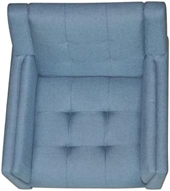 Christopher Knight Home Alisa Mid Century Modern Fabric Arm Chair, Blue and Walnut