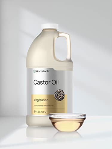 Horbäach Castor Oil 64 oz | For Hair, Eyelashes & Eyebrows | Hexane Free and Cold Pressed | Vegetarian, Non-GMO