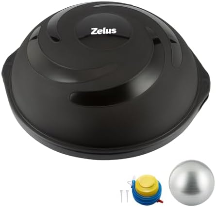 ZELUS 25in. Balance Ball | 660lb Inflatable Half Exercise Ball Wobble Board Balance Trainer w Nonslip Base | Half Yoga Ball Strength Training