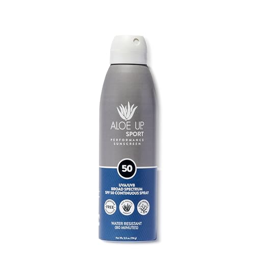 Aloe Up Sport Sunscreen Spray SPF 30, Water Resistant, Non-greasy, 6 oz | Broad-spectrum SPF 30; Water resistant up to 80 min; Non-greasy, With aloe vera gel, fragrance-free