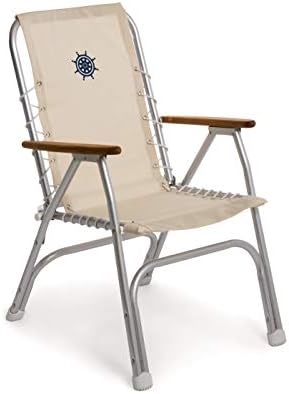 High Back Deck Chair, Boat Chair, Folding, Anodized, Aluminium, Off-White, Model M150W