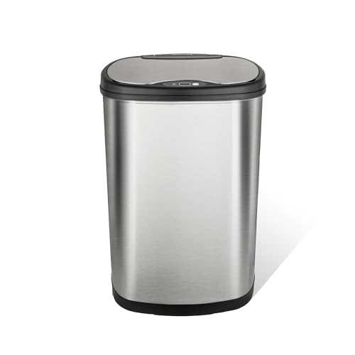 Ninestars 13 Gallon Oval Automatic Trash Can, 50L Touchless Motion Sensor Garbage Can with Odor-Sealing Lid & One-Touch Manual Mode