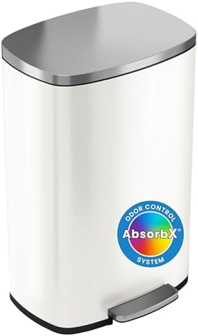iTouchless SoftStep 13.2 Gallon Stainless Steel Step Pedal Garbage Can with with Odor Control System, 50 Liter Trash Bin for Kitchen, Office