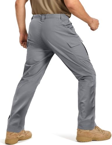TACVASEN Men's Tactical Pants Waterproof Hiking Work Pants for Men Construction Stretch Cargo Trousers 9 Pockets