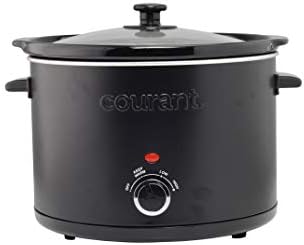 Courant Slow Cooker 5.5 Quart Crock, with Easy Cooking Options, Dishwasher Safe Pot and Glass Lid, Matte Black