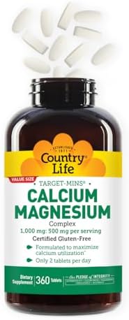 Country Life Target-Mins Calcium Magnesium Complex, 360 Tablets | 2:1 calcium-to-magnesium ratio with 180 convenient daily servings