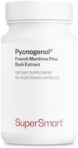 Supersmart - Pycnogenol 200mg per Day (Patented & Highly Bioavailable) - French Maritime Pine Bark Extract | Non-GMO & Gluten Free - 60 Vegetarian