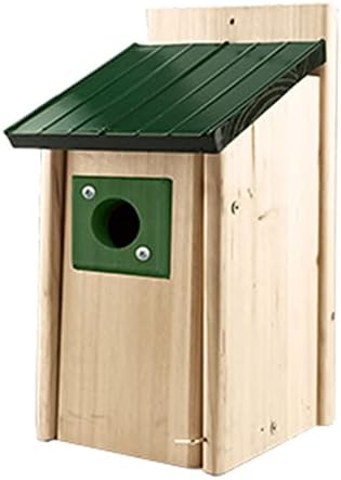 Woodlink Outdoor Bluebird Weather Resistant Natural Cedar Nesting Bird House Box with Predator Guard, Easy Open Latch, and Metal Roof