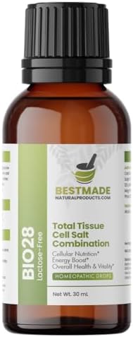 Bestmade Total Tissue Cell Salt Mineral Combination BIO28 - Helps Your Body Absorb and Use Nutrients, Increases Energy Levels, Helps Improve Sleep Patterns, Overall Health and Vitality, 350 Pellets