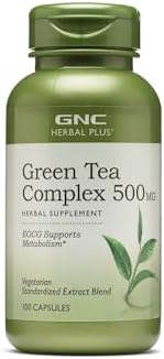 GNC Herbal Plus Green Tea Complex 500mg Supplement, Vegetarian, Supports Metabolism, 100 Servings